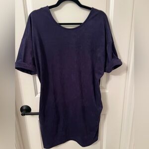 Small Ruby Ribbon (feels like suede)  Navy Blue Dress- with pockets!
